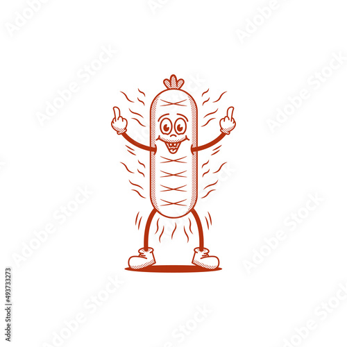 Illustration of sausage character logo vector design inspiration. sausage icon template in vintage style