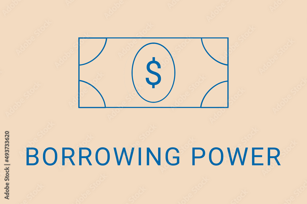 Obraz premium borrowing power . Minimalist dollar image. Simple illustration on financial theme. borrowing power blue logo. Beige XX background. Economic banner.ART blur