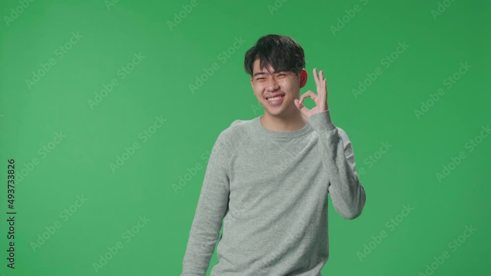 An Happy Asian Man Showing Okay Gesture To The Camera In The Green Screen Studio
An Happy Asian Man Showing Okay Gesture To The Camera In The Green Screen Studio
