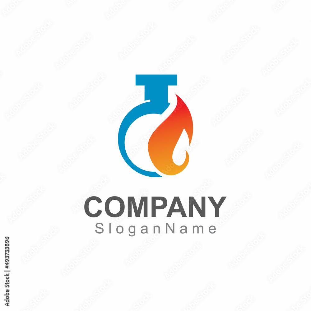 Lab with fire Logo Design Concept Vector. Creative Lab with fire icon Lab with fire Logo Design Concept Vector. Creative Lab with fire icon