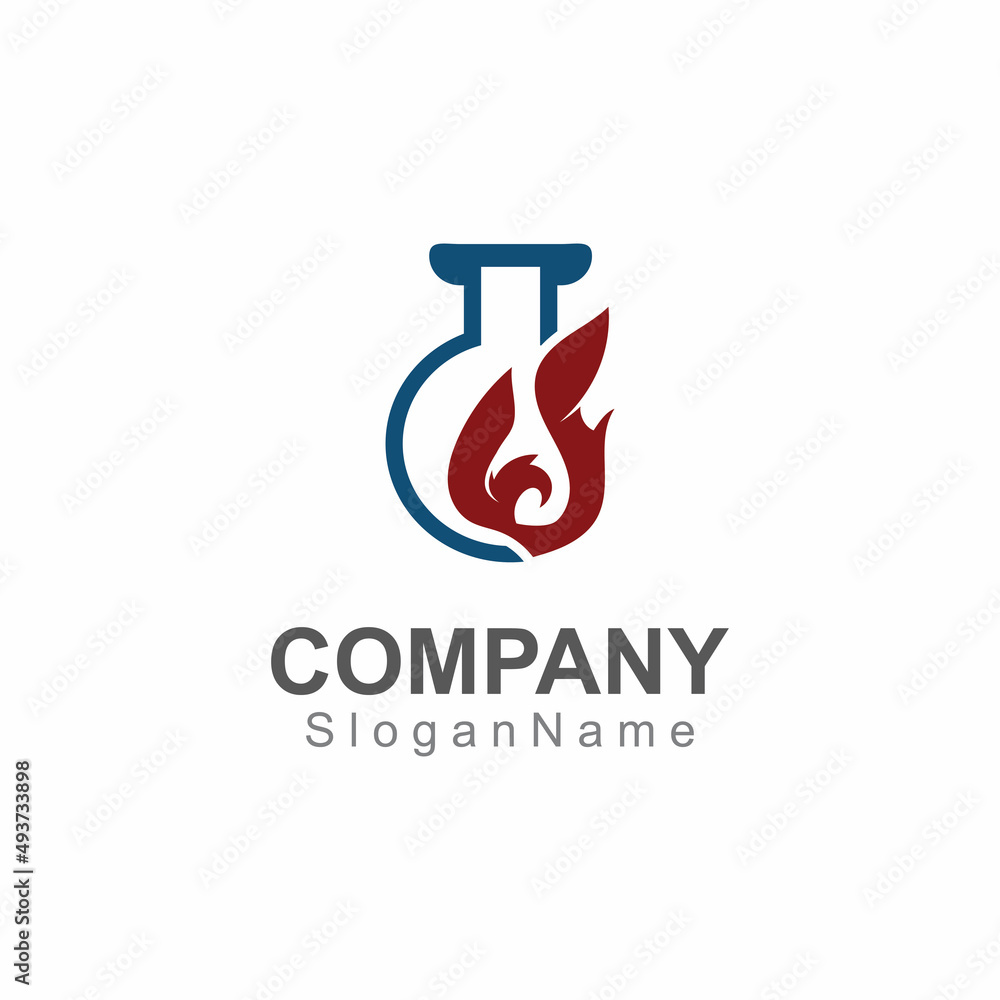 Lab with fire Logo Design Concept Vector. Creative Lab with fire icon Lab with fire Logo Design Concept Vector. Creative Lab with fire icon