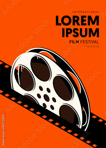Movie and film poster design template background with filmstrip