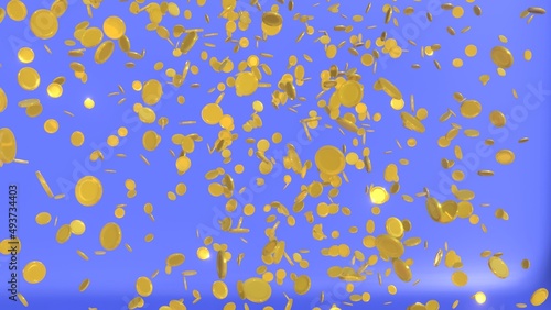 Falling Gold Coins on Blue Background © Austin