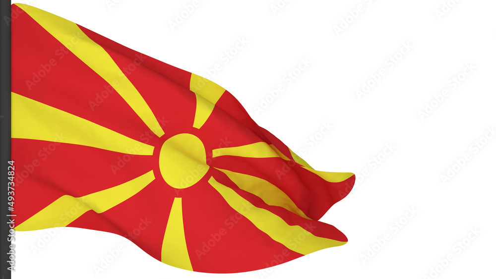 national flag background image,wind blowing flags,3d rendering,Flag of North Macedonia