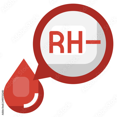 negative RH blood flat icon,linear,outline,graphic,illustration