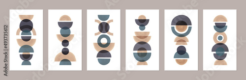 Vertical columns of abstract geometric shapes watercolor logo vector set