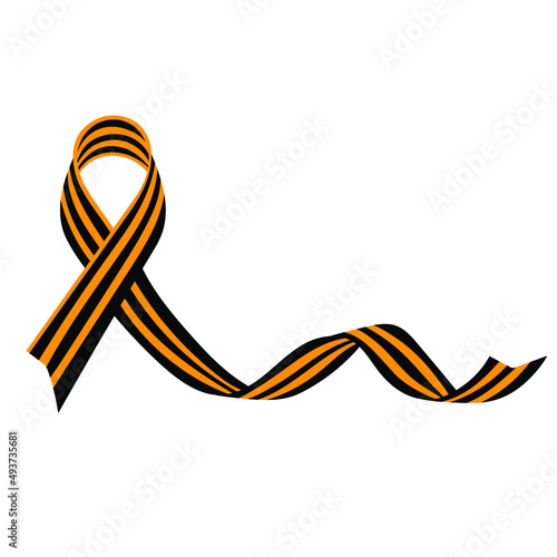 Banner with Black and Gold Ribbon of St George Realistic Red Ribbon. Design Template for Infographics, advertising or websites magazines on white background 
