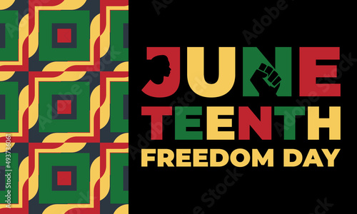 Juneteenth Freedom Day. African-American Independence Day, June 19. Juneteenth Celebrate Black Freedom. T-Shirt, banner, greeting card design. 
