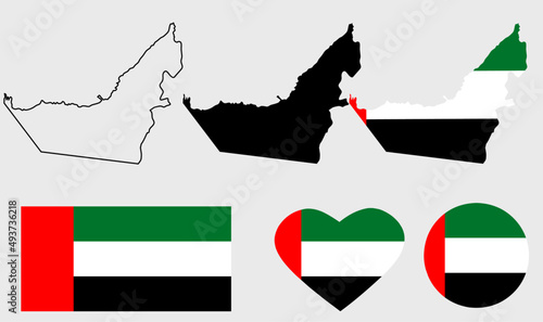 united arab emirates map flag icon set