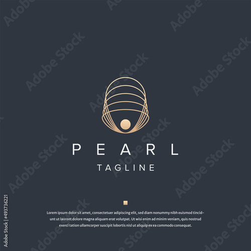 Seashell with pearl logo icon design template flat vector