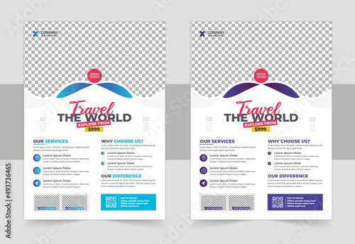 Travel Vacation Tour Agency Flyer Template Design. Travel flyer or poster template design for travel agency.