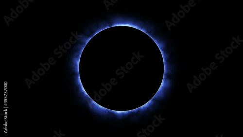 Glowing blue shining Eclipse with thunder strike around black circle motion graphic.
4K Abstract Bolts and Blue Power Vortex Round Background for your ads and logo.