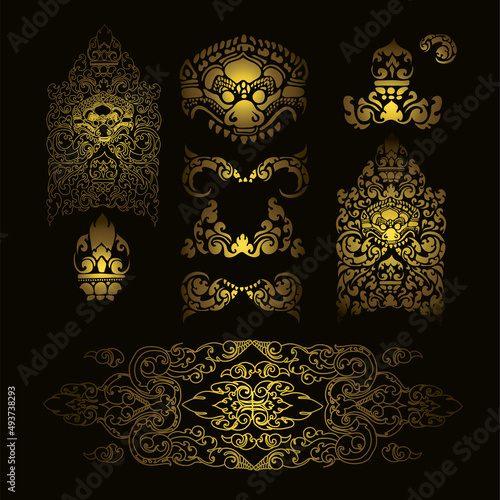 Cambodian gold traditional pattern background. Vector illustration photo