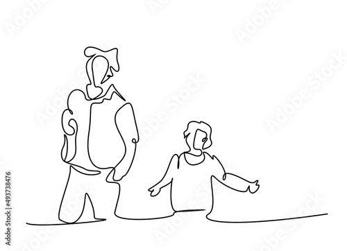 father and daughter fighting. little boy angry shouting at his father from behind and getting angry