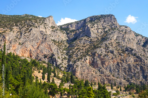 Mountain over the ancient ruins of Delphi