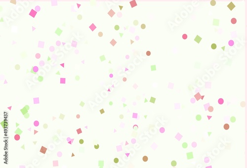 Light Pink, Green vector pattern in polygonal style with circles.