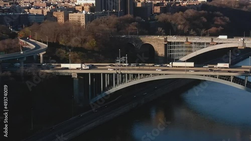 Aerial Shot of the Alexander Hamilton and Washington Bridge Interchange in New York City photo