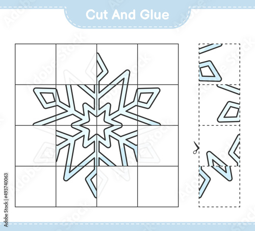 Foto Cut and glue, cut parts of Snowflake and glue them