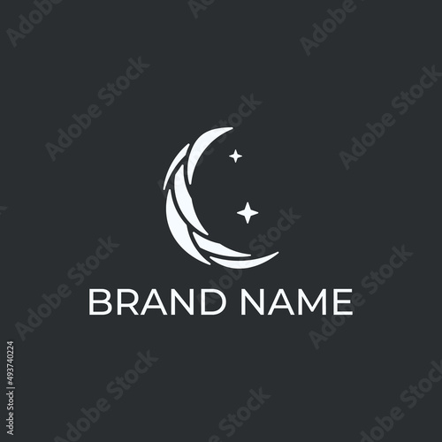 luxury crescent moon and star logo design icon vector, ramadan kareem, crescent moon and star illustration