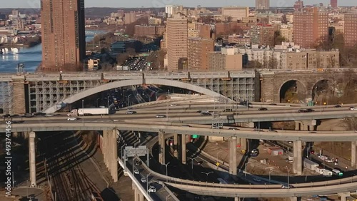 Aerial Shot of the Alexander Hamilton and Washington Bridge Interchange in New York City photo