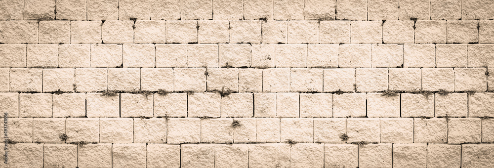 Abstract red brick wall texture light gray old stucco and vintage brickwork pattern background in home interior, grunge rusty blocks of stonework grey color panoramic wide wallpaper Abstract red brick wall texture light gray old stucco and vintage brickwork pattern background in home interior, grunge rusty blocks of stonework grey color panoramic wide wallpaper