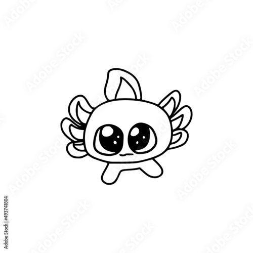 Hand Drawn Cute axolotl icon isolated on white background