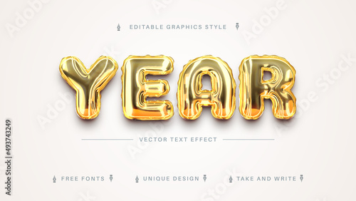 Golden Balloons - Editable Text Effect, Font Style photo