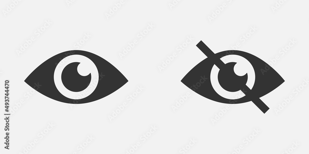 Vettoriale Stock Show password icon, eye symbol. Vector vision hide from  watch icon. Secret view web design element. | Adobe Stock