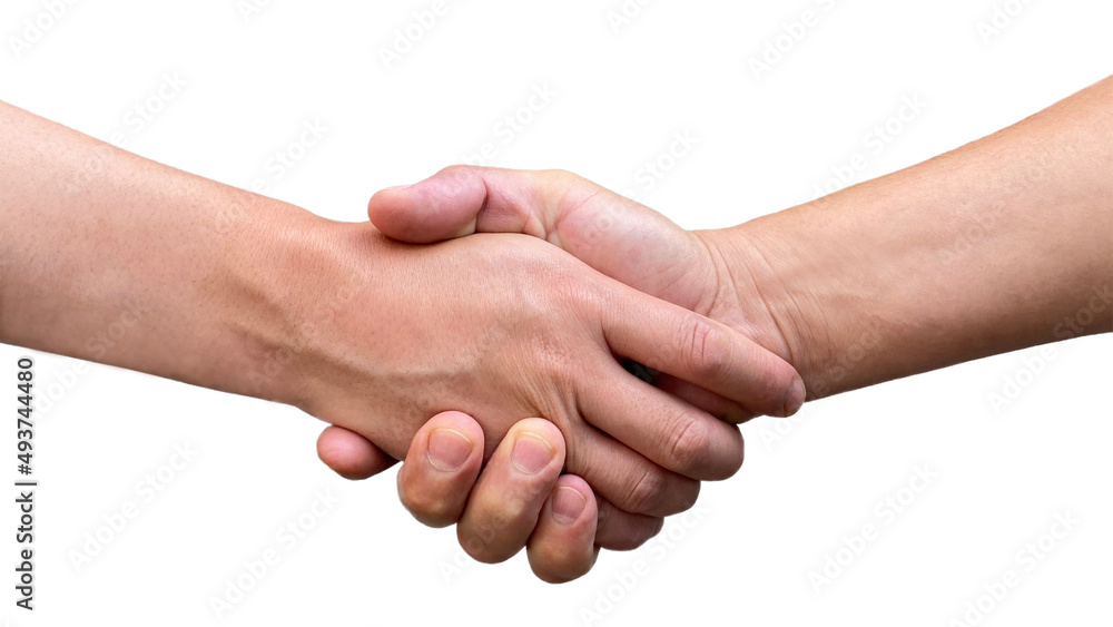 Two men shaking hands on white background Two men shaking hands on white background