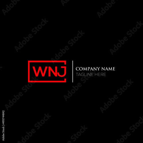 WNJ logo monogram isolated on circle element design template, WNJ letter logo design on black background. WNJ creative initials letter logo concept.  WNJ letter design. photo