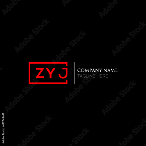 ZYJ logo monogram isolated on circle element design template, ZYJ letter logo design on black background. ZYJ creative initials letter logo concept. ZYJ letter  design. photo