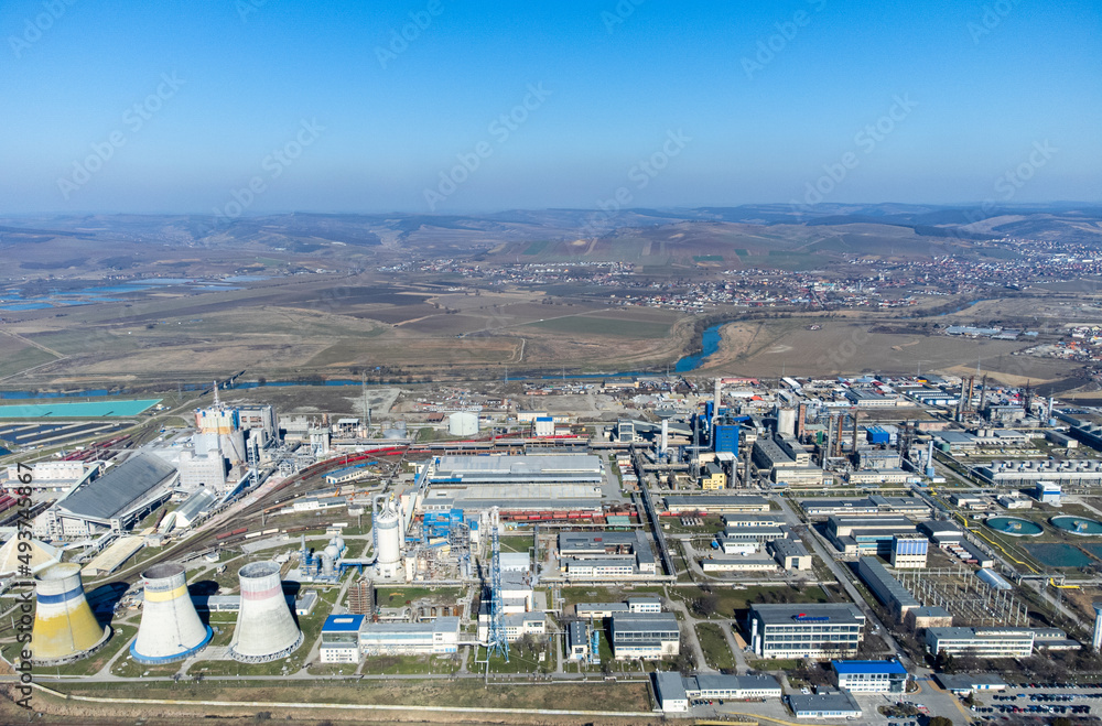 aerial view of the Azomures chemical plant in Targu Mures - Romania 19.Mar.2022 Chemical fertilizers are produced here