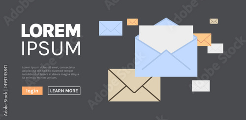 Email inbox message and new unread mail business communication flat vector illustration.
