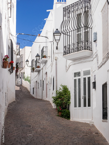 View of a street in the old town of Mojácar, Almería, Spain photo