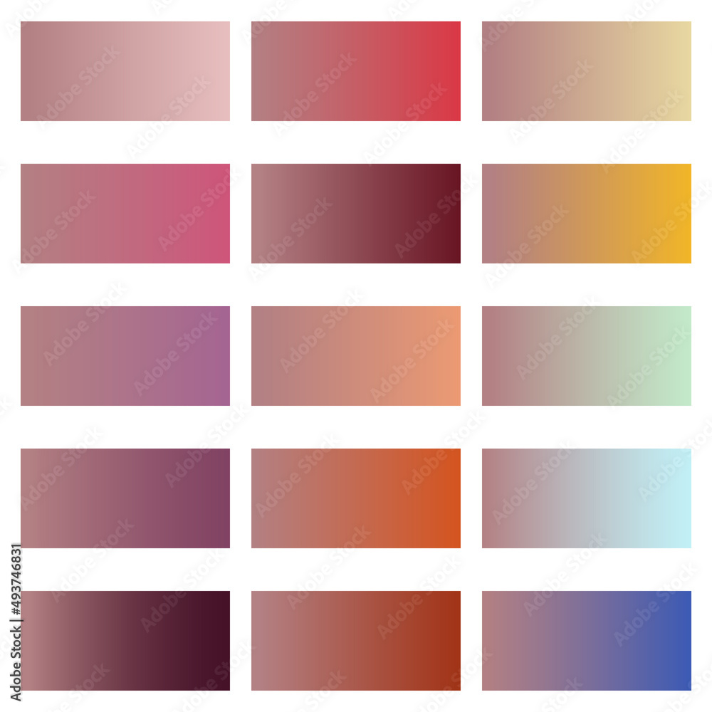 Fototapeta premium Set of vector backgrounds. Gradient backgrounds with a transition from ash pink to other colors. Empty space to insert text.