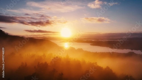 Beautiful misty sunset