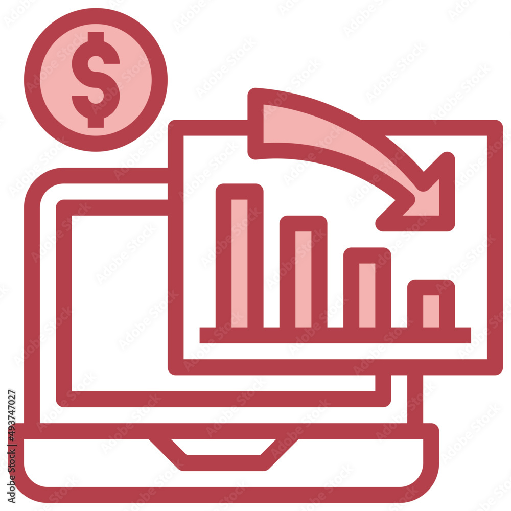 LOSSES red line icon,linear,outline,graphic,illustration LOSSES red line icon,linear,outline,graphic,illustration