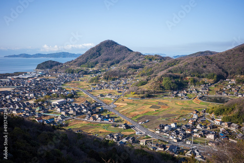 日本の岡山県の寄島竜王山のとても美しい景色
