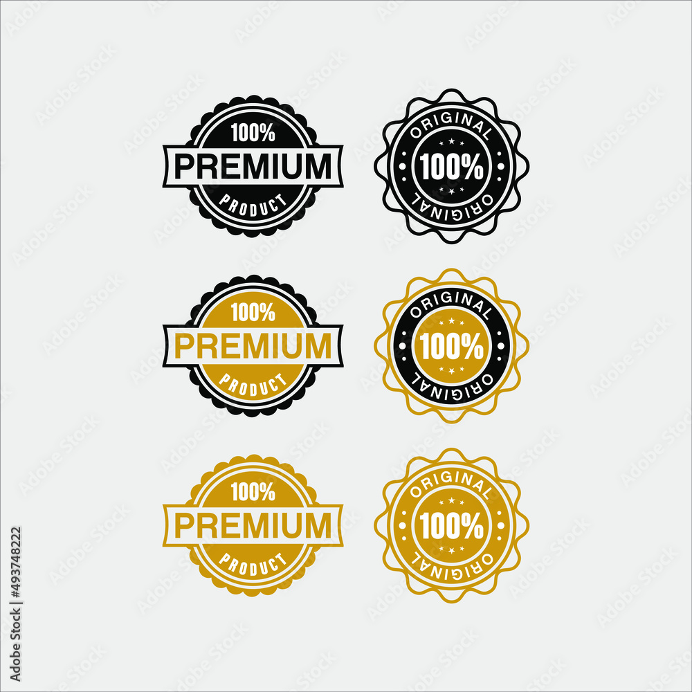 Colecction of flat stamp include premium text vector