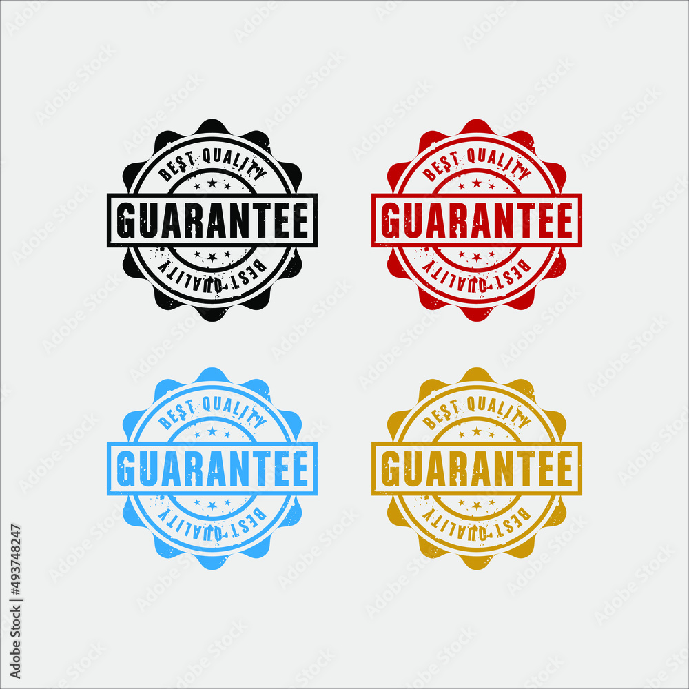 Set of round guarantee stamp with different color