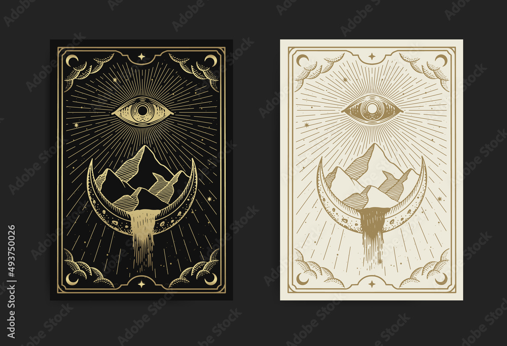 Mountain and waterfall in the moon