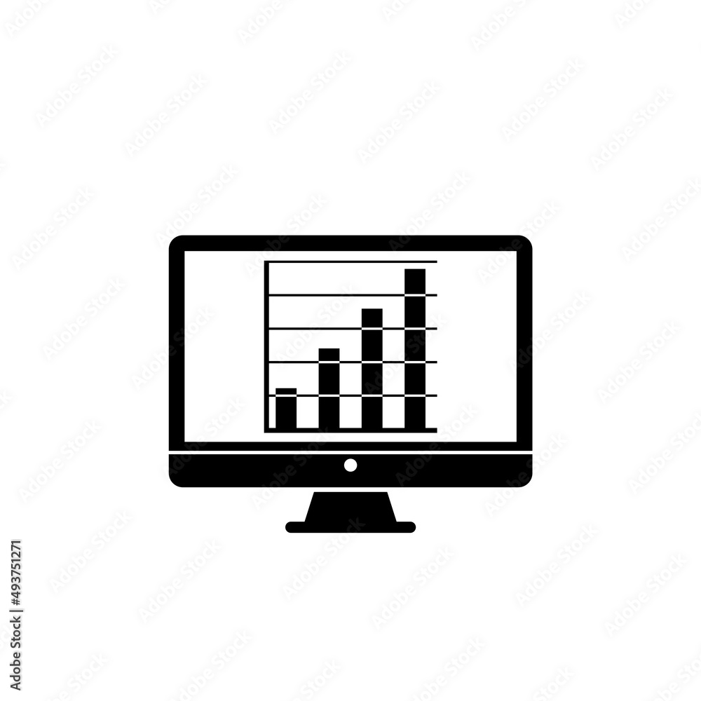 Computer screen with financial charts and graphs icon isolated on white background Computer screen with financial charts and graphs icon isolated on white background