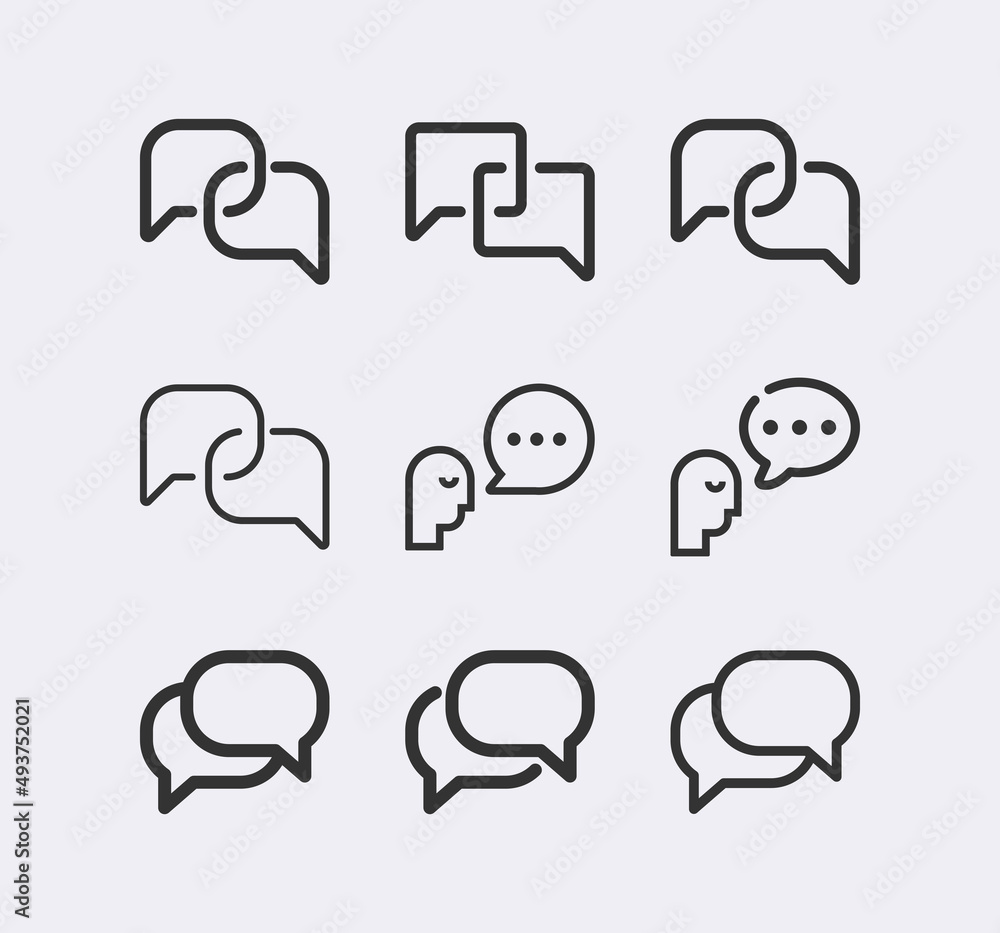 Speech bubble line icon set Speech bubble line icon set