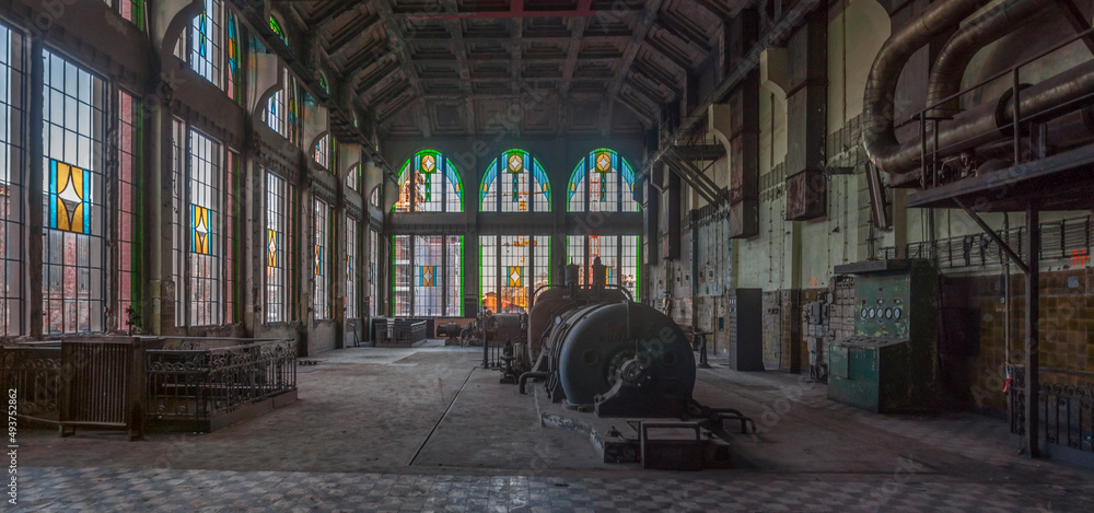 Canvas schilderij met Old abandoned Art Nouveau factory  #493752862