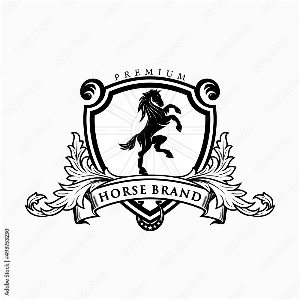 Naklejka premium Vintage horse brand illustration logo