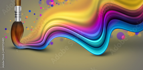 Obraz na plátně Paintbrush Drawing A Bright Multicolored