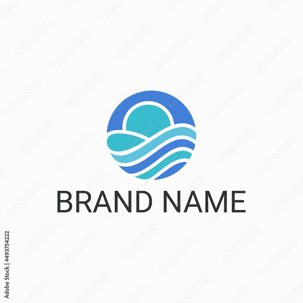 Fototapeta premium sea and sun island logo design vector Template