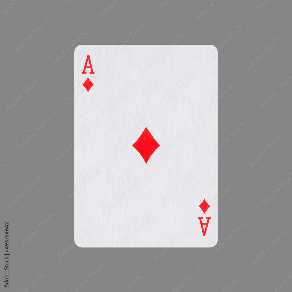 Obraz premium Ace of Diamonds. Isolated on a gray background. Gamble. Playing cards.