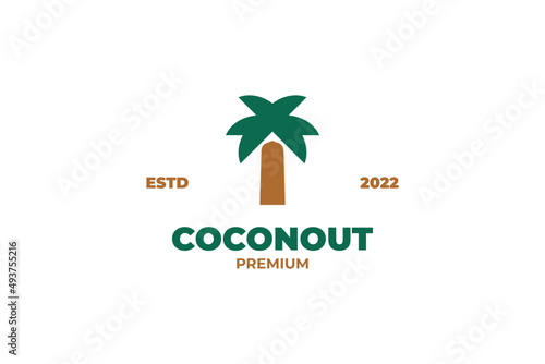 Flat coconut trees logo design vector template