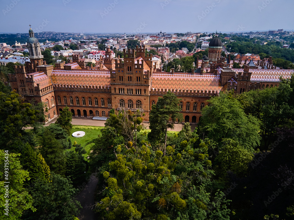 Aerial view of Yuriy Fedkovych Chernivtsi National University, Ukraine